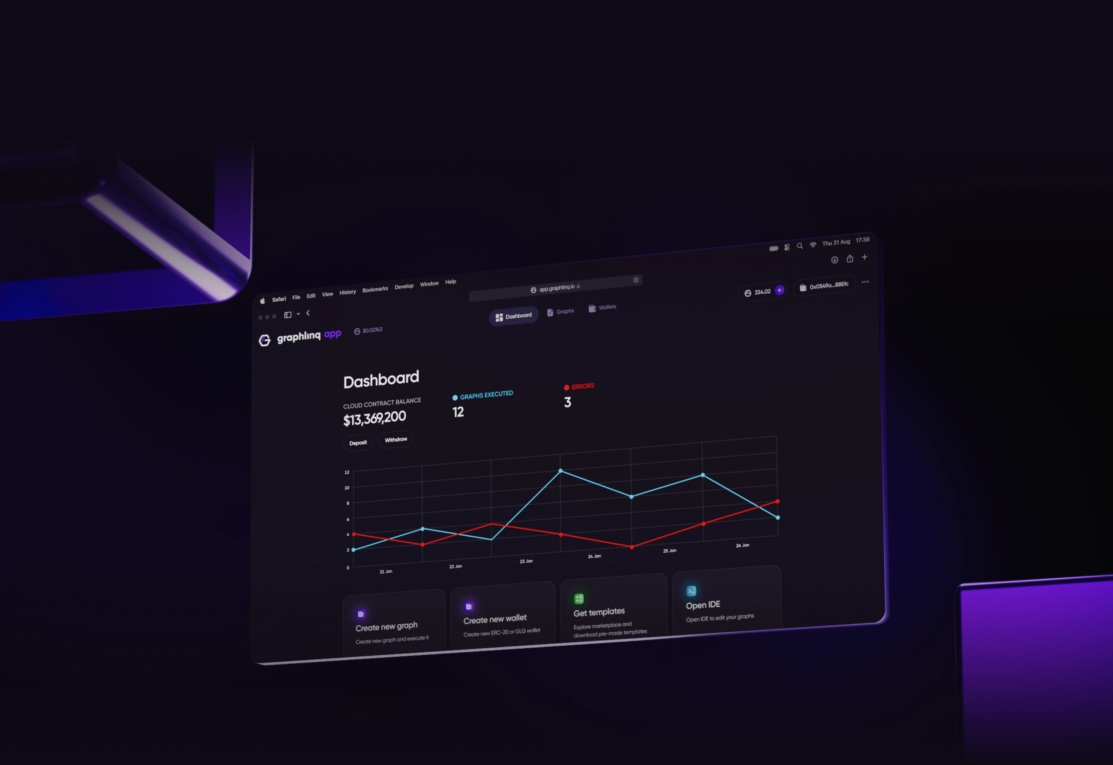 GraphLinq IDE — visual no-code DApp builder interface